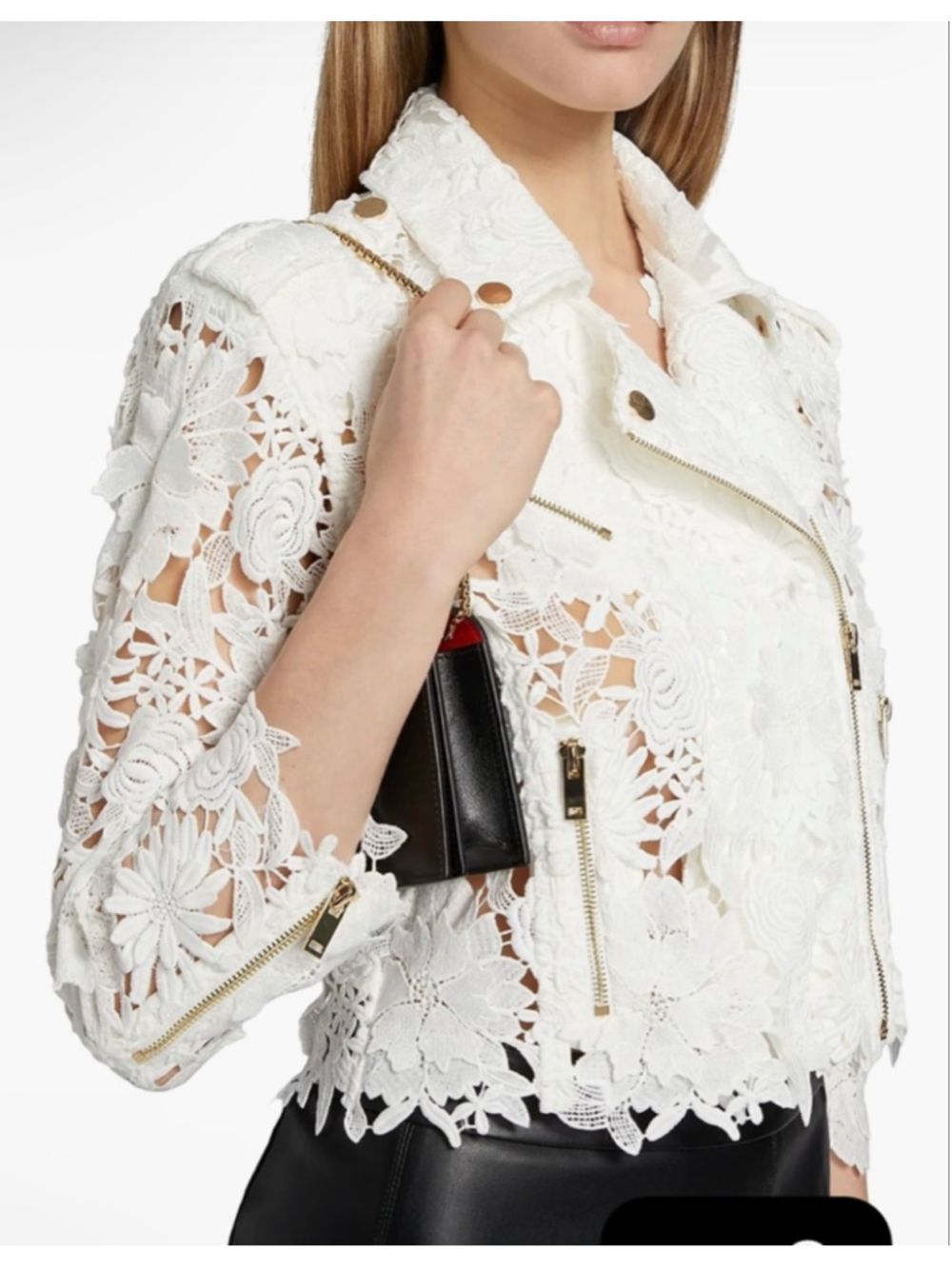 Generation Love White Crawford 3D Lace Moto Jacket Sz M NWT